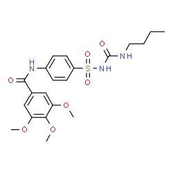 ChemSpider 2D Image | N-{4-[(Butylcarbamoyl)sulfamoyl]phenyl}-3,4,5-trimethoxybenzamide | C21H27N3O7S