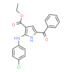 ChemSpider 2D Image | Ethyl 5-benzoyl-2-[(4-chlorophenyl)amino]-1H-pyrrole-3-carboxylate | C20H17ClN2O3