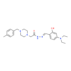 ChemSpider 2D Image | N'-{(E)-[4-(Diethylamino)-2-hydroxyphenyl]methylene}-2-[4-(4-methylbenzyl)-1-piperazinyl]acetohydrazide | C25H35N5O2