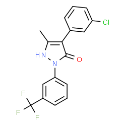 ChemSpider 2D Image | 4-(3-Chlorophenyl)-5-methyl-2-[3-(trifluoromethyl)phenyl]-1,2-dihydro-3H-pyrazol-3-one | C17H12ClF3N2O