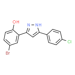 ChemSpider 2D Image | 4-Bromo-2-[5-(4-chlorophenyl)-1H-pyrazol-3-yl]phenol | C15H10BrClN2O