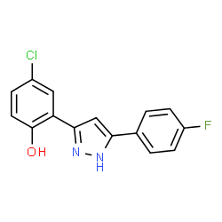 ChemSpider 2D Image | 4-Chloro-2-[5-(4-fluorophenyl)-1H-pyrazol-3-yl]phenol | C15H10ClFN2O