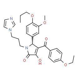ChemSpider 2D Image | 4-(4-Ethoxybenzoyl)-3-hydroxy-1-[3-(1H-imidazol-1-yl)propyl]-5-(3-methoxy-4-propoxyphenyl)-1,5-dihydro-2H-pyrrol-2-one | C29H33N3O6
