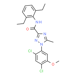 ChemSpider 2D Image | 1-(2,4-Dichloro-5-methoxyphenyl)-N-(2,6-diethylphenyl)-5-methyl-1H-1,2,4-triazole-3-carboxamide | C21H22Cl2N4O2