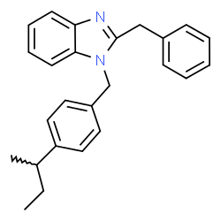 ChemSpider 2D Image | 2-Benzyl-1-(4-sec-butylbenzyl)-1H-benzimidazole | C25H26N2