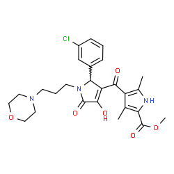 ChemSpider 2D Image | Methyl 4-({2-(3-chlorophenyl)-4-hydroxy-1-[3-(4-morpholinyl)propyl]-5-oxo-2,5-dihydro-1H-pyrrol-3-yl}carbonyl)-3,5-dimethyl-1H-pyrrole-2-carboxylate | C26H30ClN3O6