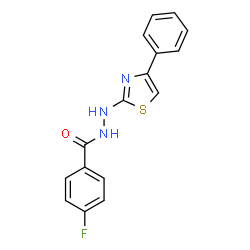 ChemSpider 2D Image | 4-Fluoro-N'-(4-phenyl-1,3-thiazol-2-yl)benzohydrazide | C16H12FN3OS