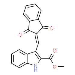 ChemSpider 2D Image | Methyl 3-[(1,3-dihydro-1,3-dioxo-2H-inden-2-ylidene)methyl]-1H-indole-2-carboxylate | C20H13NO4