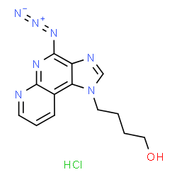 ChemSpider 2D Image | 4-(4-Azido-1H-imidazo[4,5-c][1,8]naphthyridin-1-yl)-1-butanol hydrochloride (1:1) | C13H14ClN7O
