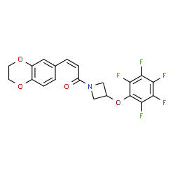 ChemSpider 2D Image | (2Z)-3-(2,3-Dihydro-1,4-benzodioxin-6-yl)-1-[3-(pentafluorophenoxy)-1-azetidinyl]-2-propen-1-one | C20H14F5NO4