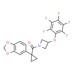 ChemSpider 2D Image | [1-(1,3-Benzodioxol-5-yl)cyclopropyl][3-(pentafluorophenoxy)-1-azetidinyl]methanone | C20H14F5NO4