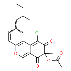 ChemSpider 2D Image | 5-Chloro-3-[(1Z,3E)-3,5-dimethyl-1,3-heptadien-1-yl]-7-methyl-6,8-dioxo-7,8-dihydro-6H-isochromen-7-yl acetate | C21H23ClO5