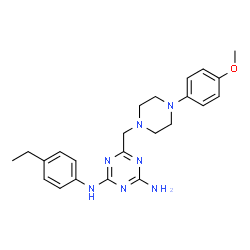 ChemSpider 2D Image | N-(4-Ethylphenyl)-6-{[4-(4-methoxyphenyl)-1-piperazinyl]methyl}-1,3,5-triazine-2,4-diamine | C23H29N7O