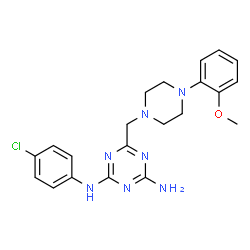 ChemSpider 2D Image | N-(4-Chlorophenyl)-6-{[4-(2-methoxyphenyl)-1-piperazinyl]methyl}-1,3,5-triazine-2,4-diamine | C21H24ClN7O