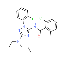 ChemSpider 2D Image | 2-Chloro-N-[1-(2-chlorophenyl)-3-(dipropylamino)-1H-1,2,4-triazol-5-yl]-6-fluorobenzamide | C21H22Cl2FN5O