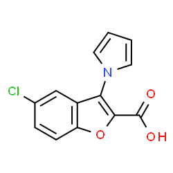 ChemSpider 2D Image | 5-Chloro-3-(1H-pyrrol-1-yl)-1-benzofuran-2-carboxylic acid | C13H8ClNO3