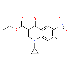 ChemSpider 2D Image | Ethyl 7-chloro-1-cyclopropyl-6-nitro-4-oxo-1,4-dihydro-3-quinolinecarboxylate | C15H13ClN2O5