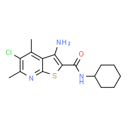 ChemSpider 2D Image | 3-Amino-5-chloro-N-cyclohexyl-4,6-dimethylthieno[2,3-b]pyridine-2-carboxamide | C16H20ClN3OS