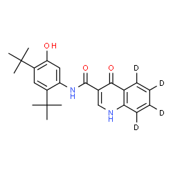 ChemSpider 2D Image | N-[5-Hydroxy-2,4-bis(2-methyl-2-propanyl)phenyl]-4-oxo(5,6,7,8-~2~H_4_)-1,4-dihydro-3-quinolinecarboxamide | C24H24D4N2O3