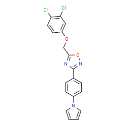 ChemSpider 2D Image | 5-[(3,4-Dichlorophenoxy)methyl]-3-[4-(1H-pyrrol-1-yl)phenyl]-1,2,4-oxadiazole | C19H13Cl2N3O2