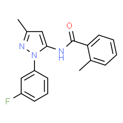 ChemSpider 2D Image | N-[1-(3-Fluorophenyl)-3-methyl-1H-pyrazol-5-yl]-2-methylbenzamide | C18H16FN3O