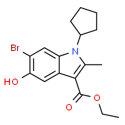 ChemSpider 2D Image | Ethyl 6-bromo-1-cyclopentyl-5-hydroxy-2-methyl-1H-indole-3-carboxylate | C17H20BrNO3