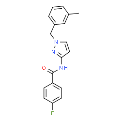 ChemSpider 2D Image | 4-Fluoro-N-[1-(3-methylbenzyl)-1H-pyrazol-3-yl]benzamide | C18H16FN3O