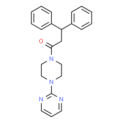 ChemSpider 2D Image | 3,3-Diphenyl-1-[4-(2-pyrimidinyl)-1-piperazinyl]-1-propanone | C23H24N4O