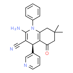 ChemSpider 2D Image | (4S)-2-Amino-7,7-dimethyl-5-oxo-1-phenyl-4-(3-pyridinyl)-1,4,5,6,7,8-hexahydro-3-quinolinecarbonitrile | C23H22N4O