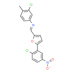 ChemSpider 2D Image | 3-Chloro-N-{(E)-[5-(2-chloro-5-nitrophenyl)-2-furyl]methylene}-4-methylaniline | C18H12Cl2N2O3