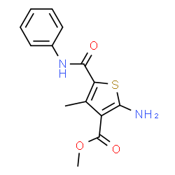 ChemSpider 2D Image | Methyl 2-amino-4-methyl-5-(phenylcarbamoyl)-3-thiophenecarboxylate | C14H14N2O3S