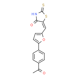 ChemSpider 2D Image | (5E)-5-{[5-(4-Acetylphenyl)-2-furyl]methylene}-2-thioxo-1,3-thiazolidin-4-one | C16H11NO3S2