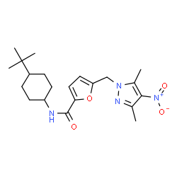 ChemSpider 2D Image | N-(4-tert-Butylcyclohexyl)-5-[(3,5-dimethyl-4-nitro-1H-pyrazol-1-yl)methyl]-2-furamide | C21H30N4O4