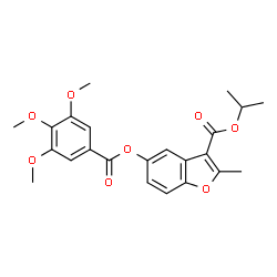 ChemSpider 2D Image | Isopropyl 2-methyl-5-[(3,4,5-trimethoxybenzoyl)oxy]-1-benzofuran-3-carboxylate | C23H24O8