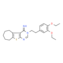 ChemSpider 2D Image | 3-[2-(3,4-Diethoxyphenyl)ethyl]-3,5,6,7,8,9-hexahydro-4H-cyclohepta[4,5]thieno[2,3-d]pyrimidin-4-imine | C23H29N3O2S