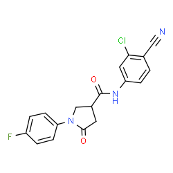 ChemSpider 2D Image | N-(3-Chloro-4-cyanophenyl)-1-(4-fluorophenyl)-5-oxo-3-pyrrolidinecarboxamide | C18H13ClFN3O2