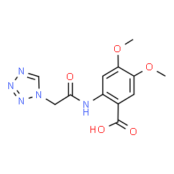 ChemSpider 2D Image | 4,5-Dimethoxy-2-[(1H-tetrazol-1-ylacetyl)amino]benzoic acid | C12H13N5O5