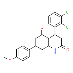 ChemSpider 2D Image | 4-(2,3-Dichlorophenyl)-7-(4-methoxyphenyl)-4,6,7,8-tetrahydro-2,5(1H,3H)-quinolinedione | C22H19Cl2NO3