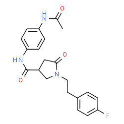 ChemSpider 2D Image | N-(4-Acetamidophenyl)-1-[2-(4-fluorophenyl)ethyl]-5-oxo-3-pyrrolidinecarboxamide | C21H22FN3O3