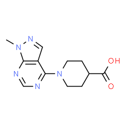 ChemSpider 2D Image | 1-{1-methylpyrazolo[3,4-d]pyrimidin-4-yl}piperidine-4-carboxylic acid | C12H15N5O2
