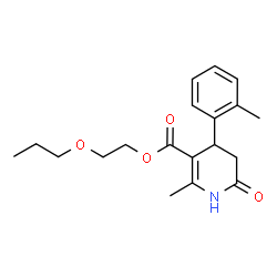 ChemSpider 2D Image | 2-Propoxyethyl 2-methyl-4-(2-methylphenyl)-6-oxo-1,4,5,6-tetrahydro-3-pyridinecarboxylate | C19H25NO4