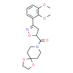ChemSpider 2D Image | [3-(2,3-Dimethoxyphenyl)-4,5-dihydro-1,2-oxazol-5-yl](1,4-dioxa-8-azaspiro[4.5]dec-8-yl)methanone | C19H24N2O6