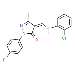 ChemSpider 2D Image | (4Z)-4-{[(2-Chlorophenyl)amino]methylene}-2-(4-fluorophenyl)-5-methyl-2,4-dihydro-3H-pyrazol-3-one | C17H13ClFN3O