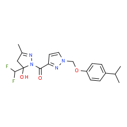 ChemSpider 2D Image | [5-(Difluoromethyl)-5-hydroxy-3-methyl-4,5-dihydro-1H-pyrazol-1-yl]{1-[(4-isopropylphenoxy)methyl]-1H-pyrazol-3-yl}methanone | C19H22F2N4O3