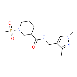 ChemSpider 2D Image | N-[(1,3-Dimethyl-1H-pyrazol-4-yl)methyl]-1-(methylsulfonyl)-3-piperidinecarboxamide | C13H22N4O3S