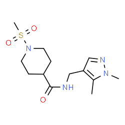 ChemSpider 2D Image | N-[(1,5-Dimethyl-1H-pyrazol-4-yl)methyl]-1-(methylsulfonyl)-4-piperidinecarboxamide | C13H22N4O3S
