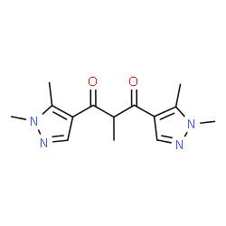 ChemSpider 2D Image | 1,3-Bis(1,5-dimethyl-1H-pyrazol-4-yl)-2-methyl-1,3-propanedione | C14H18N4O2