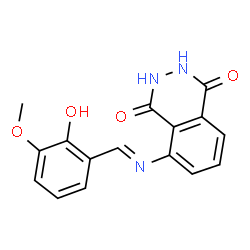 ChemSpider 2D Image | 5-[(2-Hydroxy-3-methoxy-benzylidene)-amino]-2,3-dihydro-phthalazine-1,4-dione | C16H13N3O4