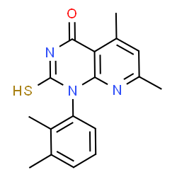 ChemSpider 2D Image | 1-(2,3-dimethylphenyl)-2-mercapto-5,7-dimethylpyrido[2,3-d]pyrimidin-4(1H)-one | C17H17N3OS