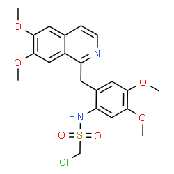 ChemSpider 2D Image | 1-Chloro-N-{2-[(6,7-dimethoxy-1-isoquinolinyl)methyl]-4,5-dimethoxyphenyl}methanesulfonamide | C21H23ClN2O6S